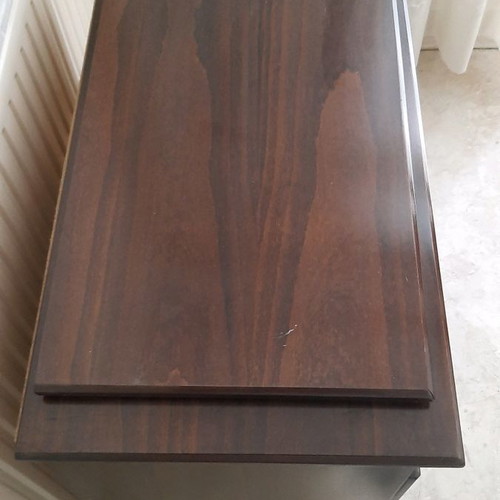 TV cabinet used, lacquered wood with display cabinet