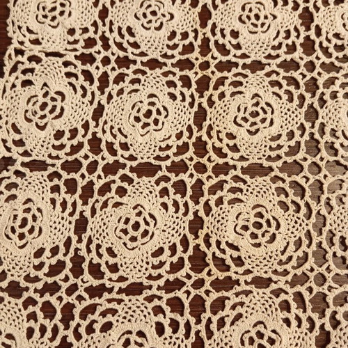Handmade crochet table runner like new, beige 68x30 cm