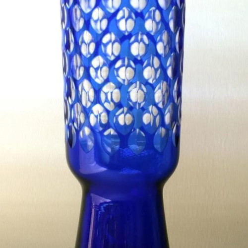 Cobalt blue vase used, VEB Derenburg Harz-Kristall, 31 cm