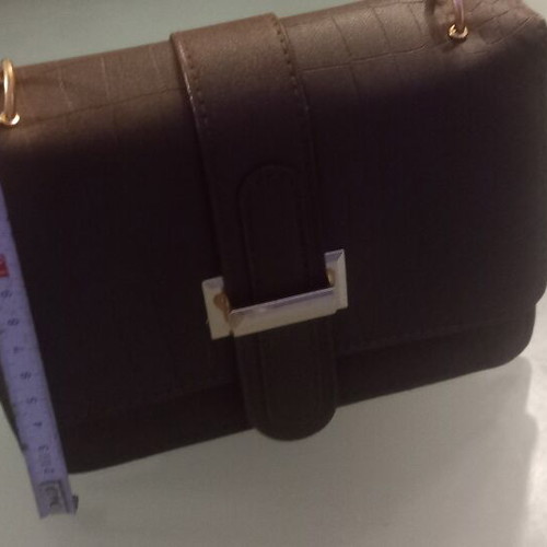 Crossbody bag new, brown synthetic leather with crocodile pattern