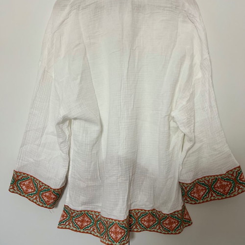 Zara blouse new, cotton, white with embroidery