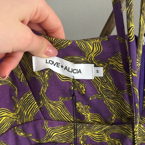 Love+Alicia dress new with tags, size S, purple and yellow
