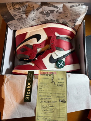 Nike Jordan 1 High OG Lost & Found αφόρετα νούμερο 46 μαύρο και κόκκινο