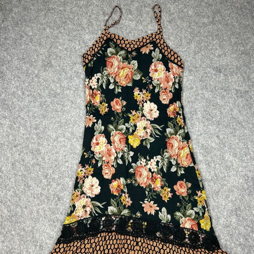 Xhilaration Floral Maxi Dress Lace Trim Boho Summer Size L Multicolor used
