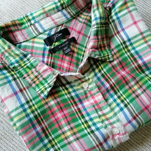 J.Crew women's plaid shirt 3XL like new, red and green