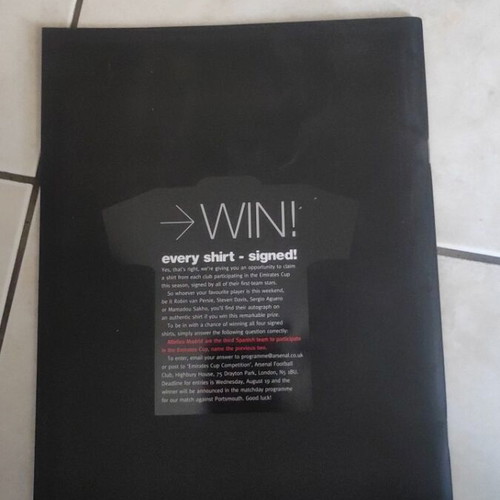 Emirates Cup 2009 program like new, authentic