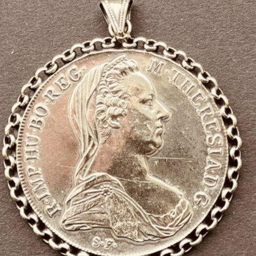 Maria Theresa Thaler 1780 silver vintage pendant used