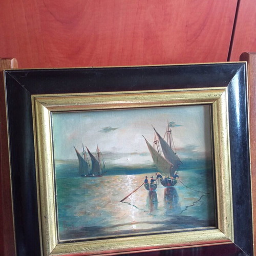 Brikman painting used, oil on wood with frame