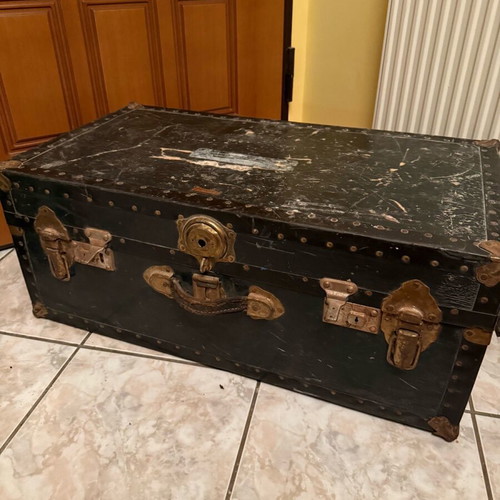 Vintage Metal Trunk Used with Industrial Character