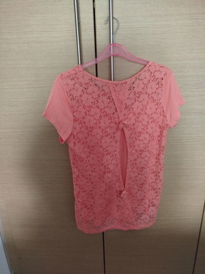 Js Fashion cotton short-sleeve blouse with lace like new, size M/L