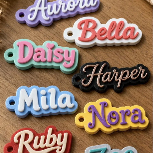 Custom keychain with name 3D printed made to order