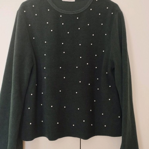 Zara velour blouse used with pearls size S green