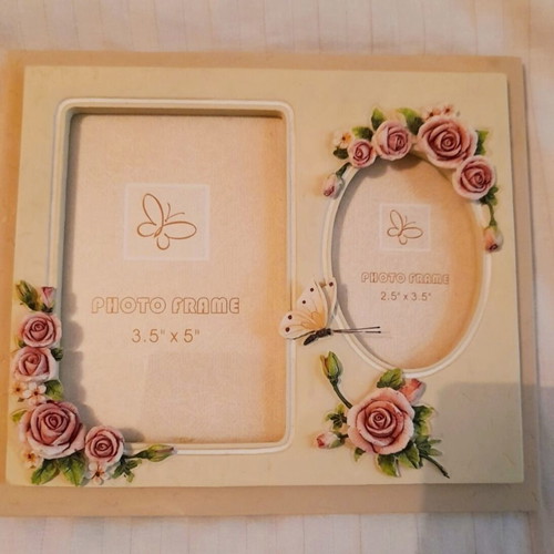 Vintage N.A.VA Double Photo Frame with Embossed Roses and Butterfly