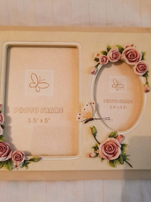 Vintage N.A.VA Double Photo Frame with Embossed Roses and Butterfly