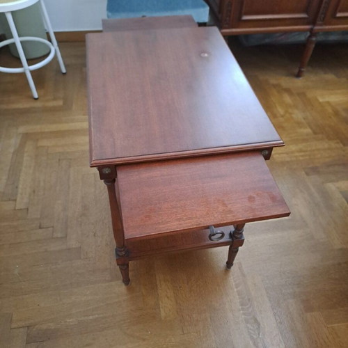 Vintage wooden coffee table with sliding surfaces, like new