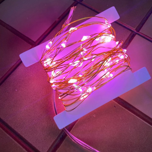 Led pink lighting 5+1.5 meters, 100 leds on thin copper wire, new