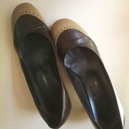 Handmade leather pumps used no36 brown with cream