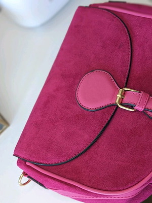 Fuchsia crossbody bag with suede texture techno leather like new