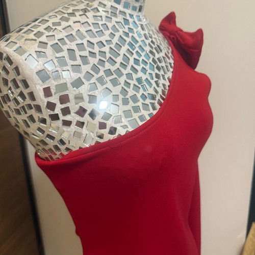 Evening dress used, red with side bow