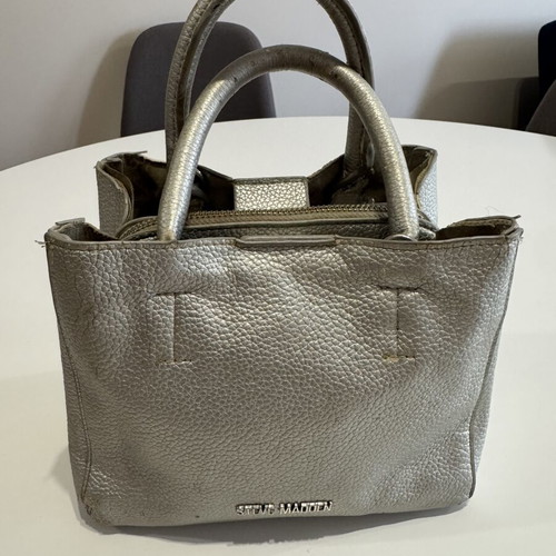 Steve Madden silver leather handbag used with worn spots