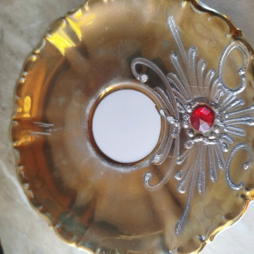 Vintage porcelain tea cup with saucer 1970 used