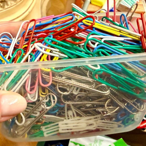 Set of colorful and metal paper clips like new