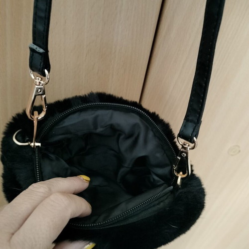 Fur crossbody bag new, black