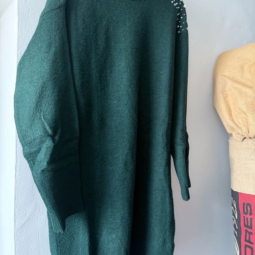 Stradivarius knitted long dress like new, dark green