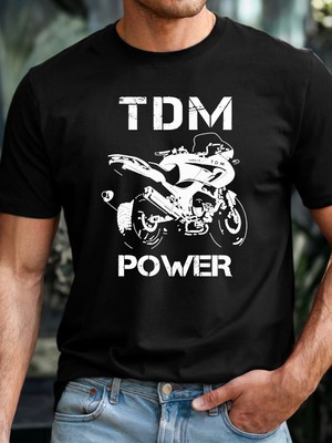 T shirt Μαύρο Βαμβακερό Καλοκαιρινό Unisex Yamaha TDM 900 Καινούργιο