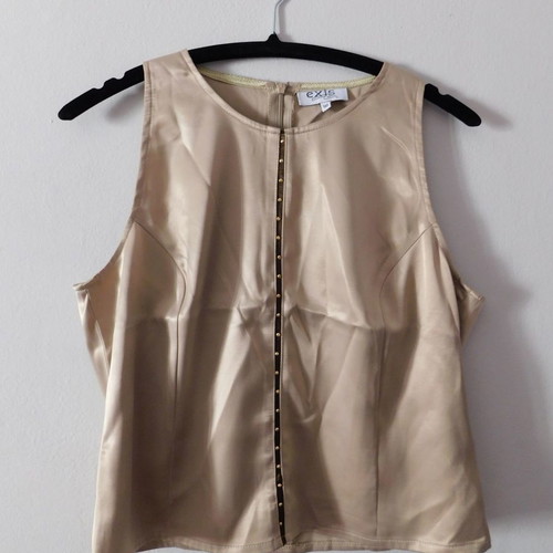 Exis satin sleeveless top used, size Medium, beige