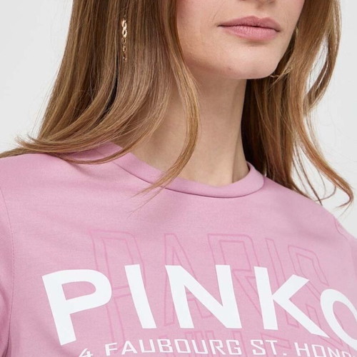 Pinko women's blouse with feathers and cropped fit new, pink, size L
