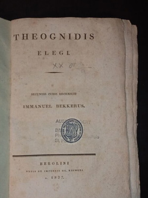 Theognis the Megarean elegiac poet used book 1827