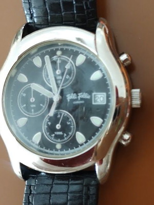 Folli Follie Quartz watch like new with black dial and leather strap