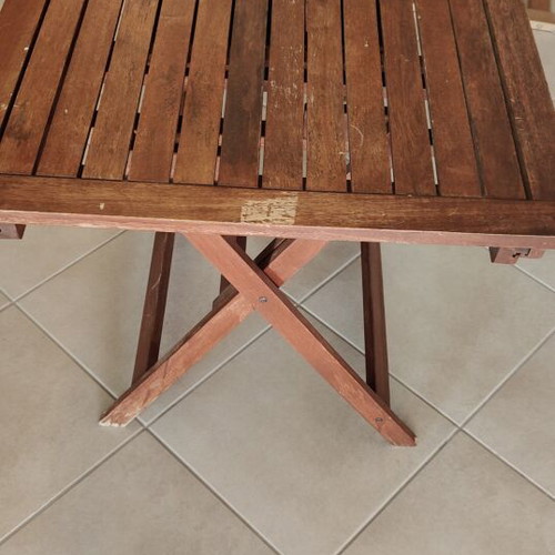 Wooden garden table used, extendable 120x70 + 30 cm