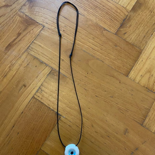 Handmade necklace with ceramic evil eye and adjustable cord, new, black