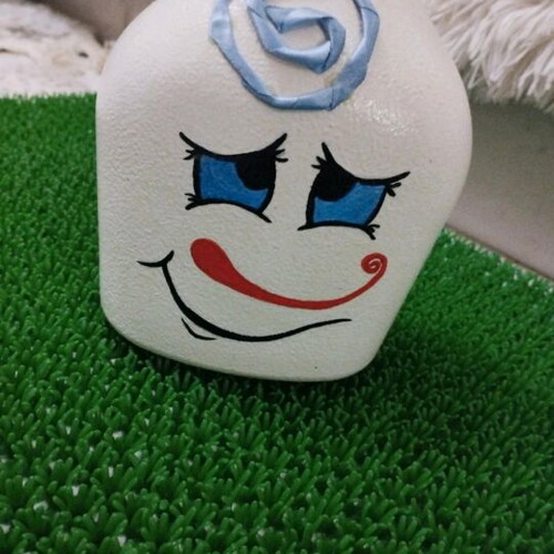 Handmade decorative snowman bottle hand-painted