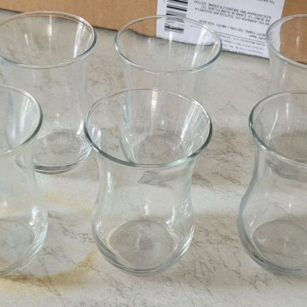 Turkish tea glasses, set of 6, glass