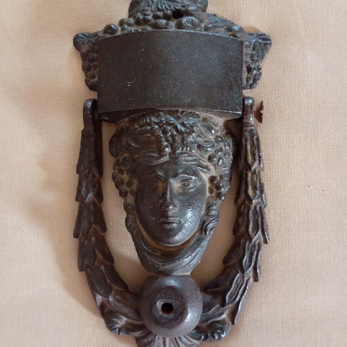 Old iron door knocker like new, 22x12 cm, approx. 400g
