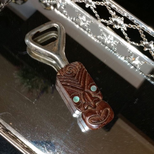 Vintage bottle opener like new, handmade carved Rotorua Maori Tekoteko