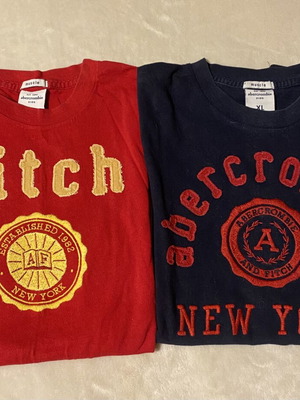 Abercrombie & Fitch T-shirts XL kids like new, red and dark blue set of 2