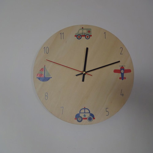 Wooden wall clock, 28cm diameter, analog