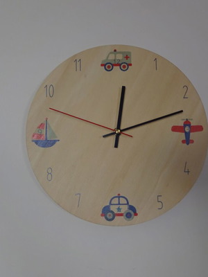 Wooden wall clock, 28cm diameter, analog