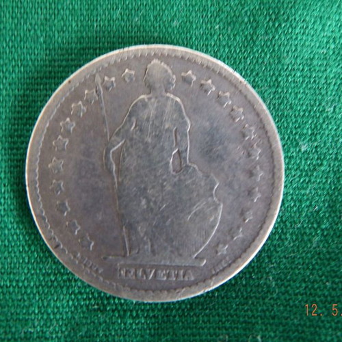 Silver Swiss franc 1Fr. 1877 used