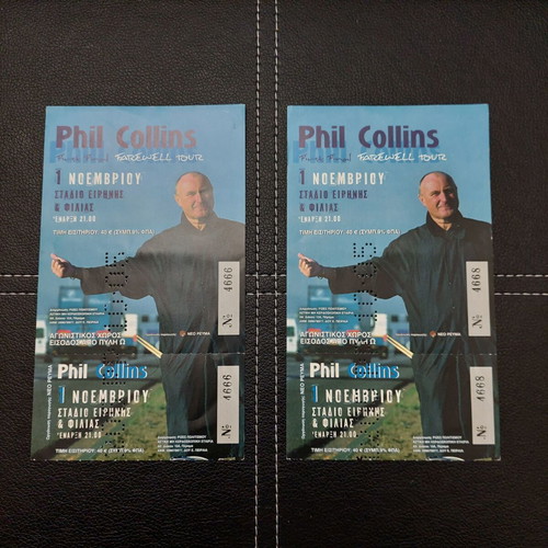 Phil Collins Farewell Tour tickets used, 2 pieces, Peace and Friendship Stadium