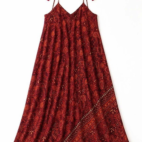 Maxi dress with paisley pattern, new, red multicolor