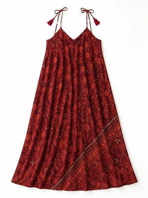 Maxi dress with paisley pattern, new, red multicolor