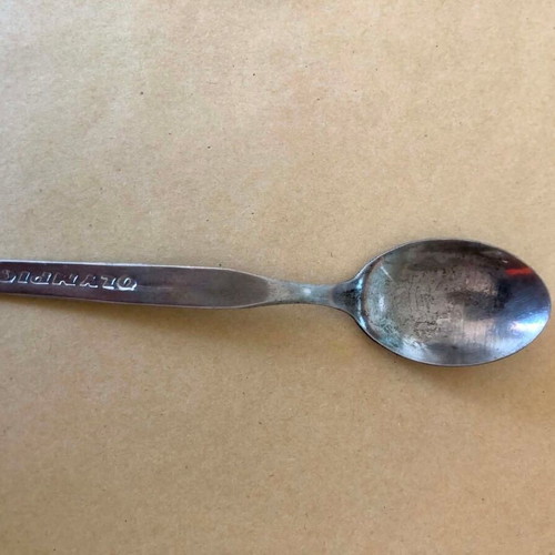 Vintage Olympic Airways cutlery set used, stainless steel, 4 spoons 1 fork