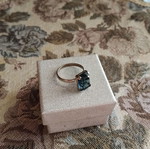 Silver ring with large blue crystal, like new