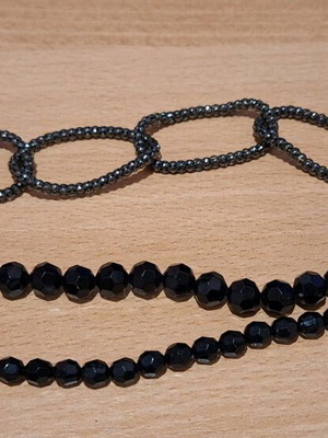 Three-row bracelet new, length 17-24 cm, black and silver