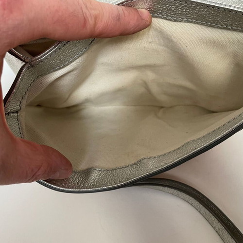 Givenchy Duetto Crossbody Bag like new, beige and silver leather